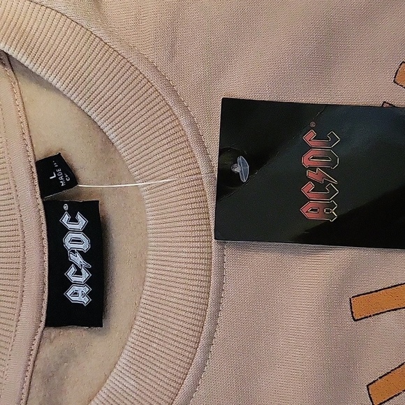AC/DC High Voltage Metal Studded Long Sleeve Tan Sweatshirt - Size L - Picture 4 of 8